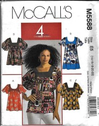 5588 CUTE EZ PULLOVER LOOSE PEASANT TOP, TUNIC PATTERN 14-22